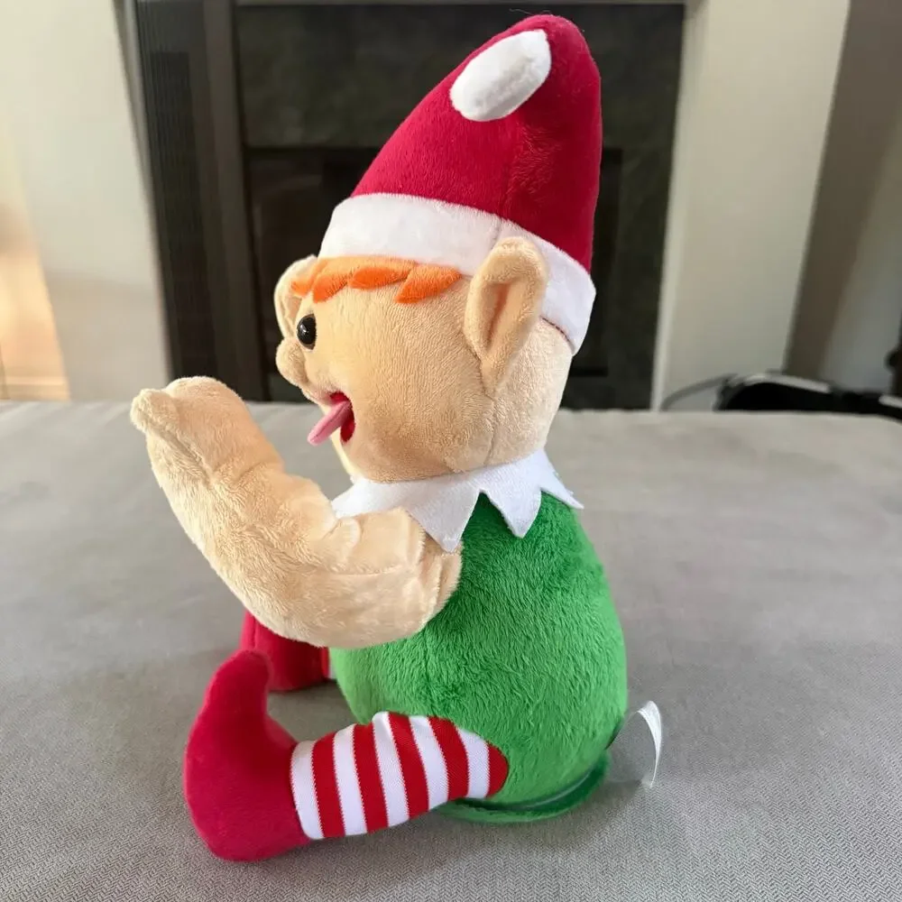 Mud Pie Animated Funny Face Elf Plush Sticks Tongue Out Plays Peek-A-Boo Tested